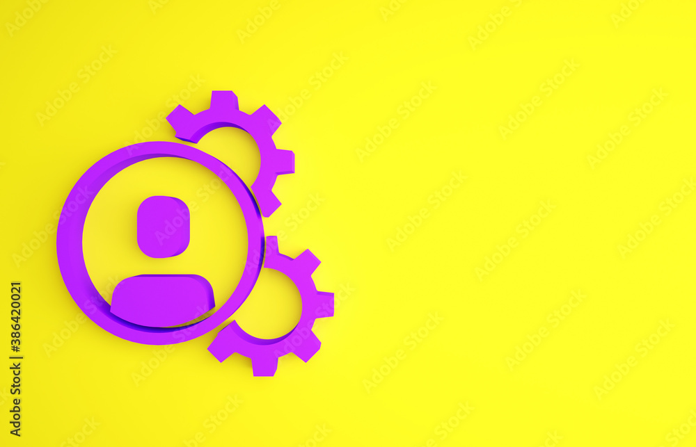 Purple Head hunting icon isolated on yellow background. Business target or Employment sign. Human re