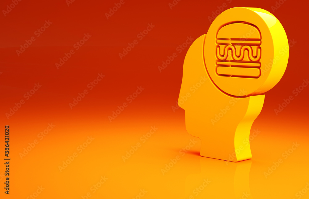 Yellow Online ordering and fast food delivery icon isolated on orange background. Minimalism concept