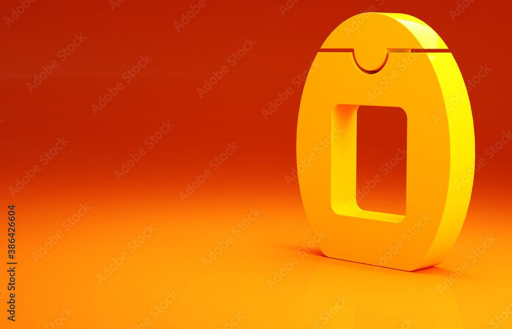 Yellow Bottle of shampoo icon isolated on orange background. Minimalism concept. 3d illustration 3D 