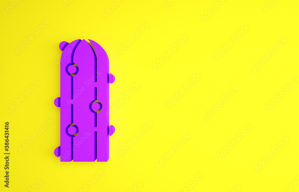 Purple Cactus icon isolated on yellow background. Minimalism concept. 3d illustration 3D render.