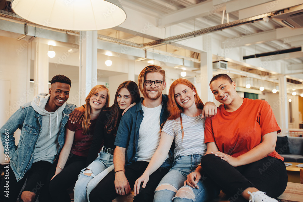 Multi-ethnic group of university students in campus