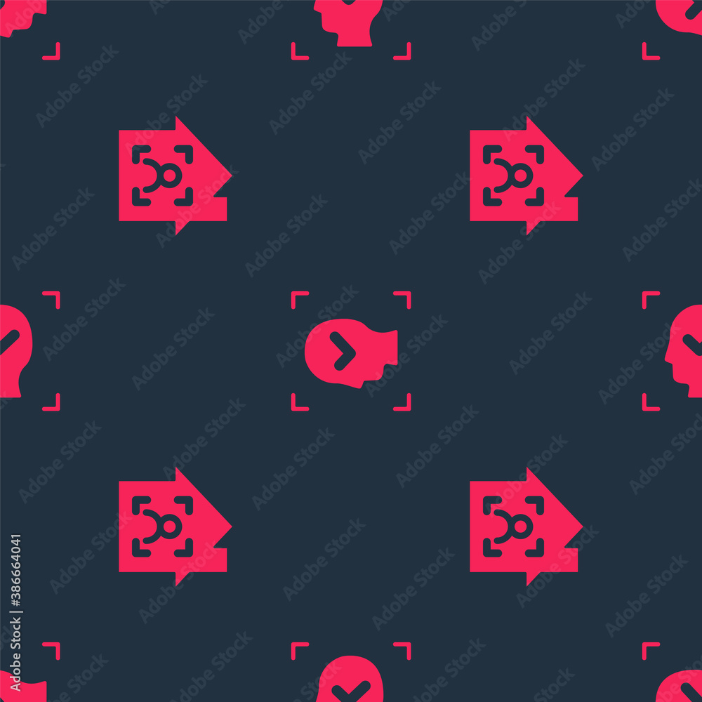 Set Smart home with face id and Face recognition on seamless pattern. Vector.