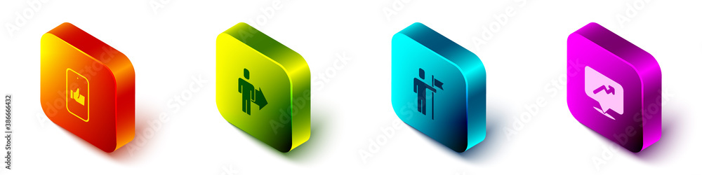 Set Isometric Hand like, Team leader, and Graph, schedule, chart icon. Vector illustration