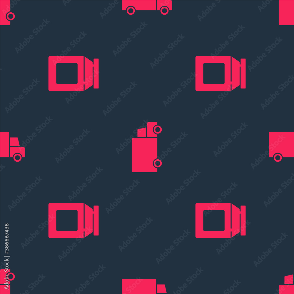 Set Online ordering and delivery and Fast by car on seamless pattern. Vector.