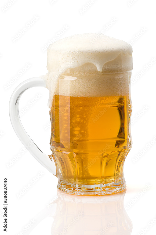 Beer glass isolated on white background. Clipping path included.