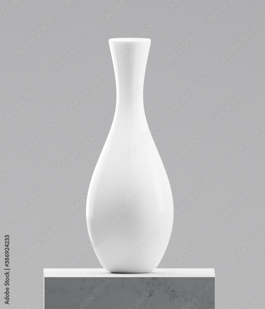 White vase on cement table