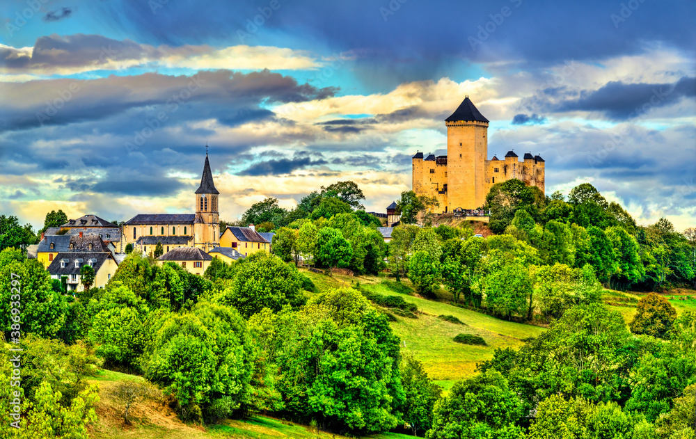 Castle and church in Mauvezin - Hautes-Pyrenees, Occitanie, France