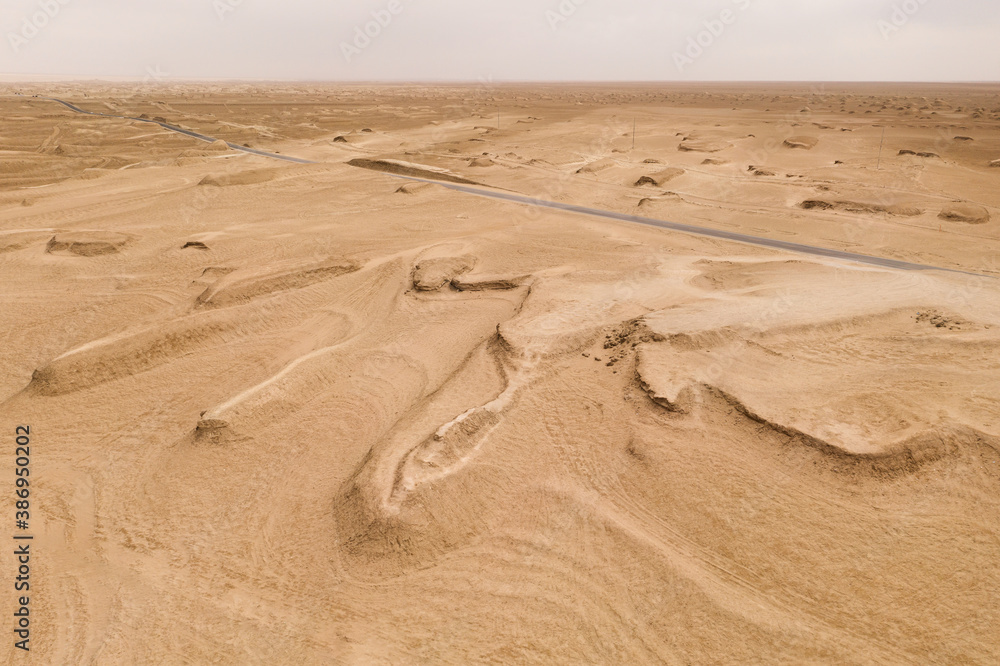 Dryness land with erosion terrain, geomorphology background.