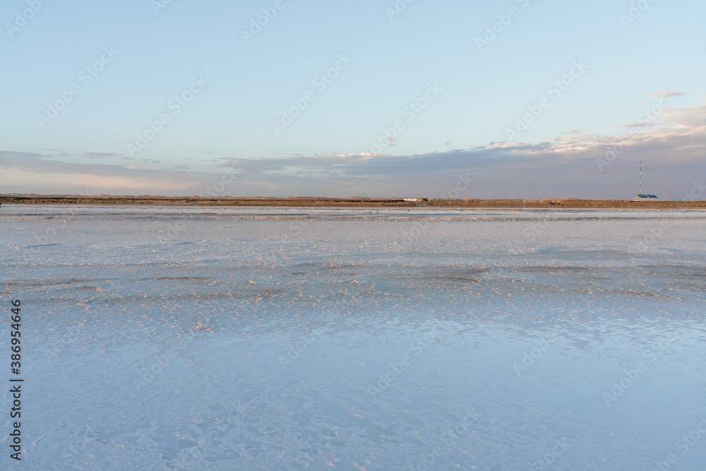 View of the salt lake, natural landscape background.