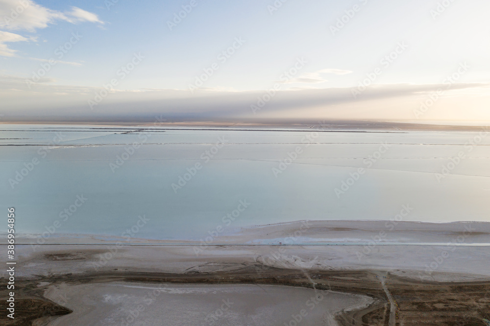 View of the salt lake, natural landscape background.