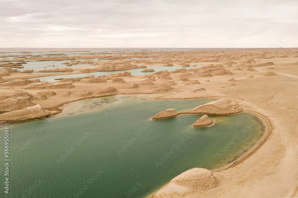 Wind erosion terrain landscape, yardang landform.