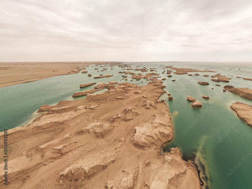 Wind erosion terrain landscape, yardang landform.