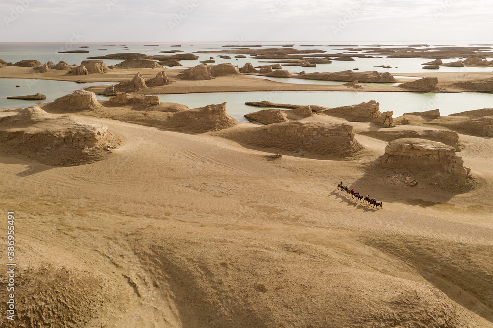 Wind erosion terrain landscape, yardang landform.