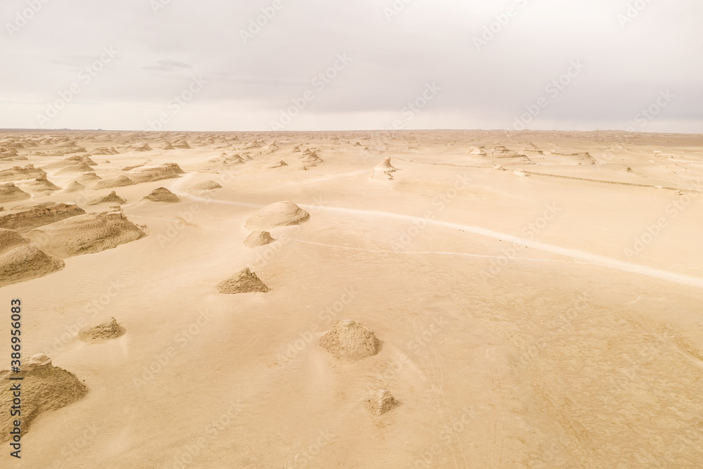 Wind erosion terrain landscape, yardang landform.