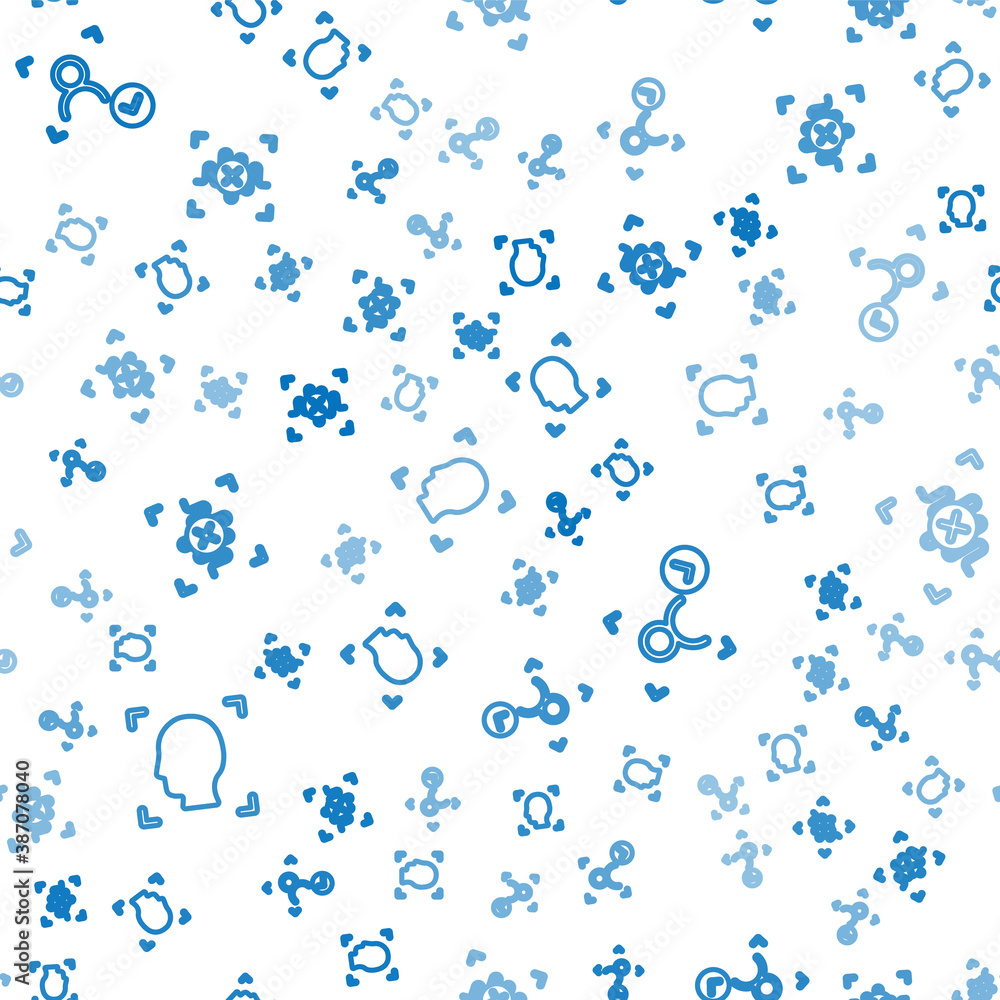 Set line Face recognition, and Rejection voice on seamless pattern. Vector.