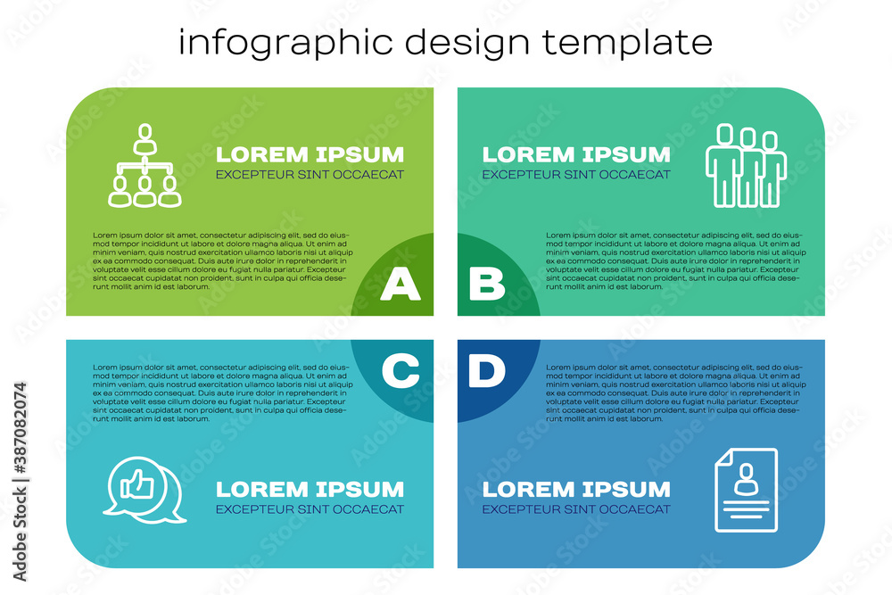 Set line Hand like, Hierarchy organogram chart, Resume and Users group. Business infographic templat