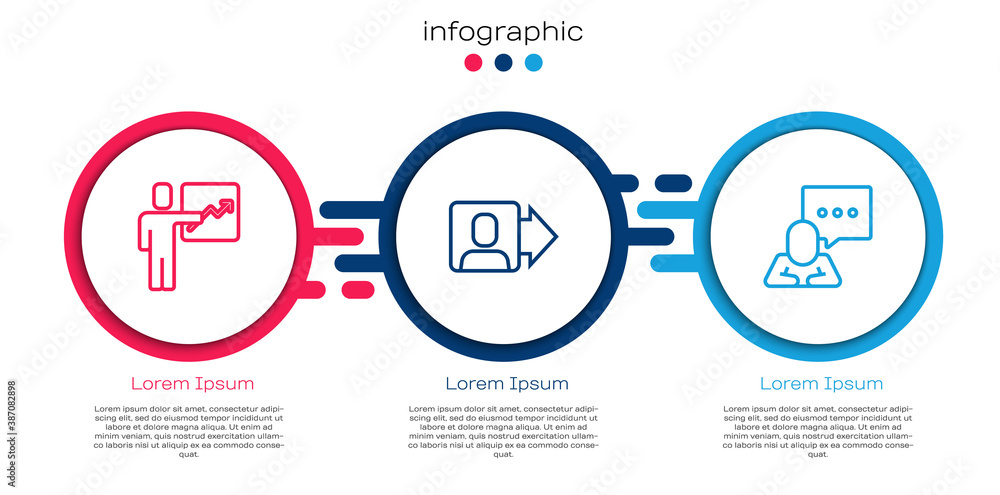 设定线路团队领导和语音气泡聊天。商业信息图模板。矢量。
