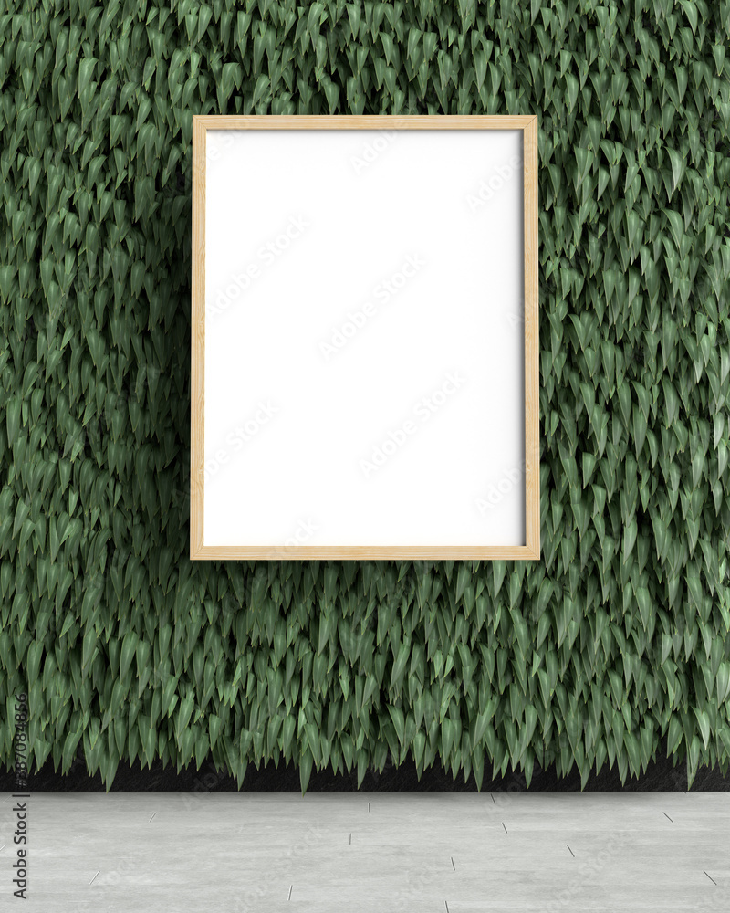 Mock up frame with vertical garden, 3d illustration