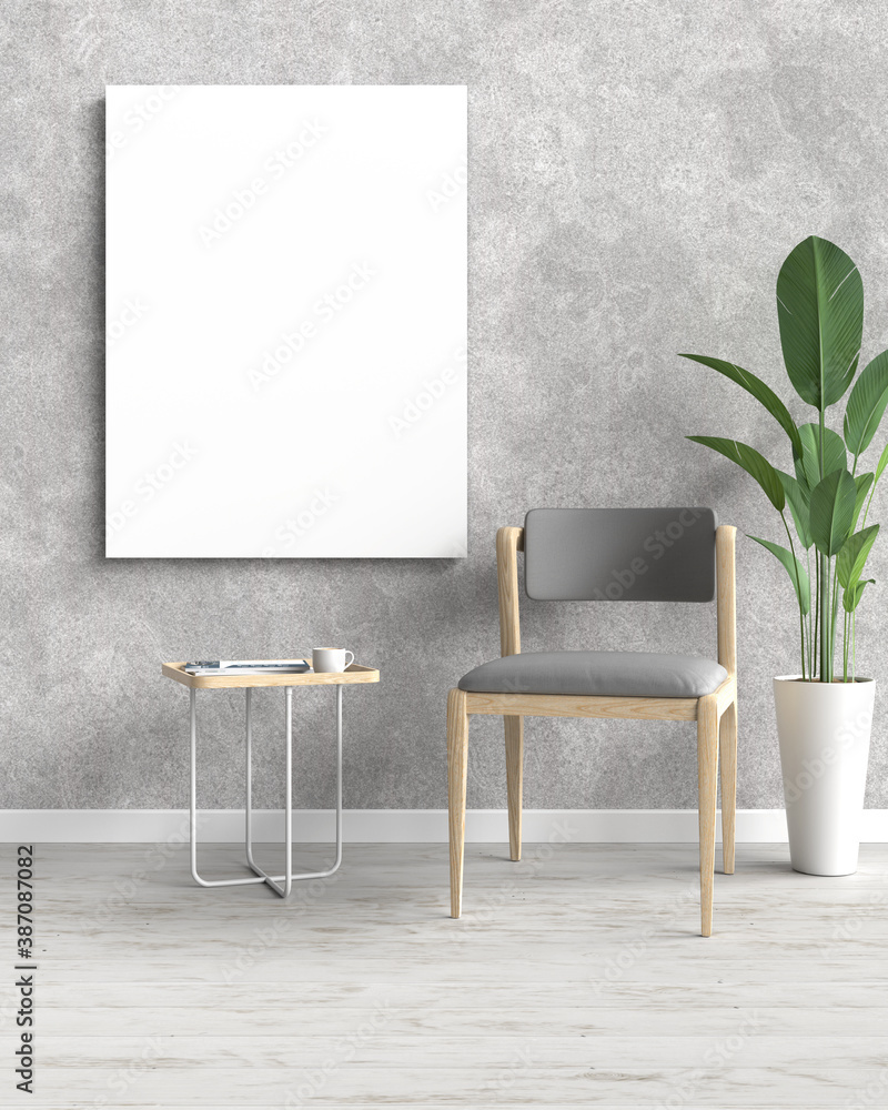 Mockup frame in modern interior background, 3D illustration