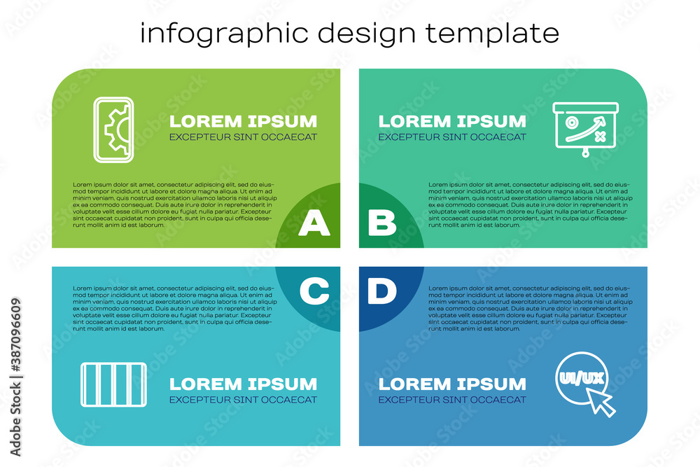 Set line Color palette guide, Web development, UI UX design and Planning strategy concept. Business 