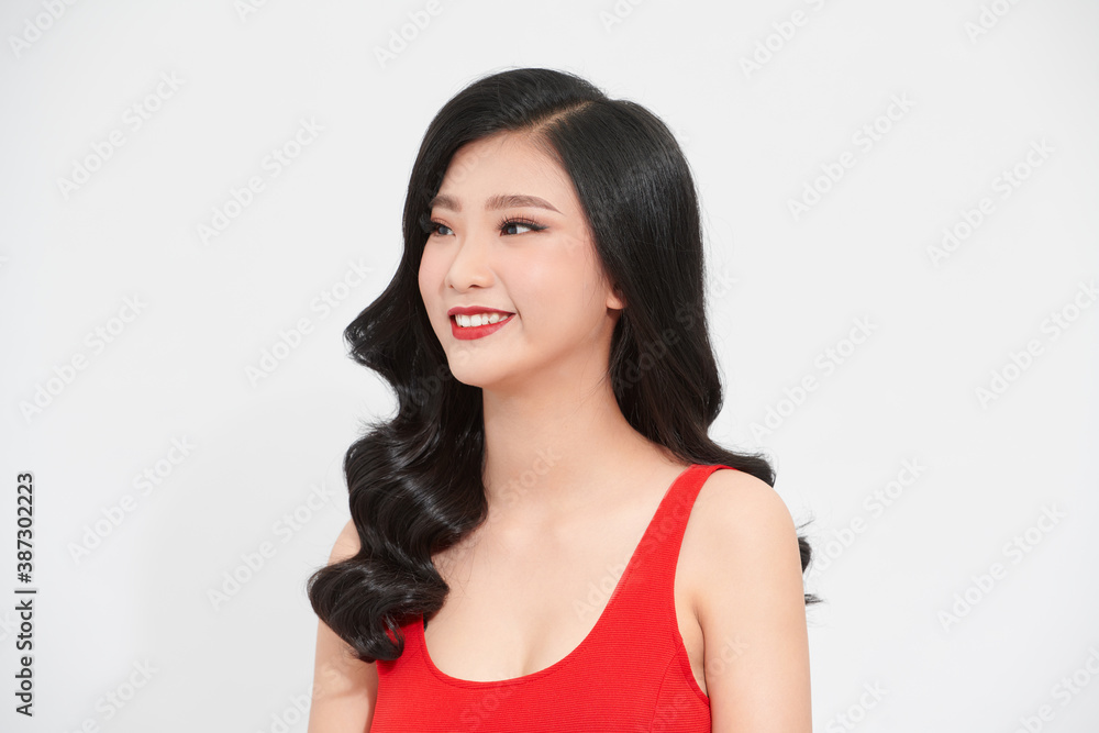 Asian makeup girl in white background