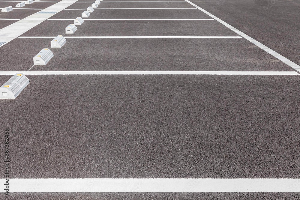 Empty car parking, Car parking lot with white mark, Parking lane outdoor in public park