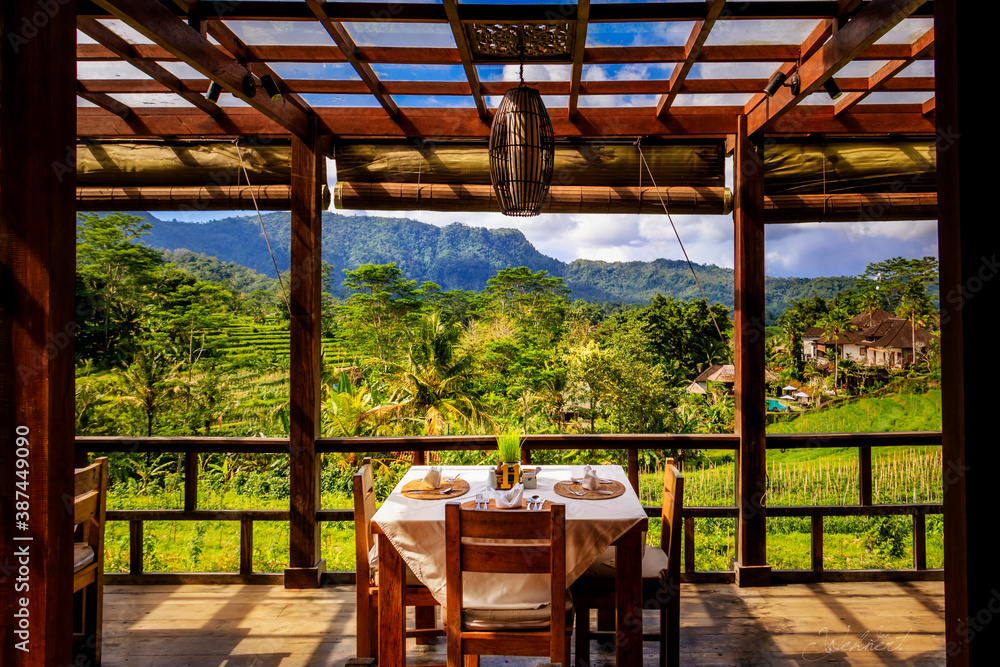 Beautiful natural landscape as it really looks! Lots of green rice terraces and temples in Indonesia