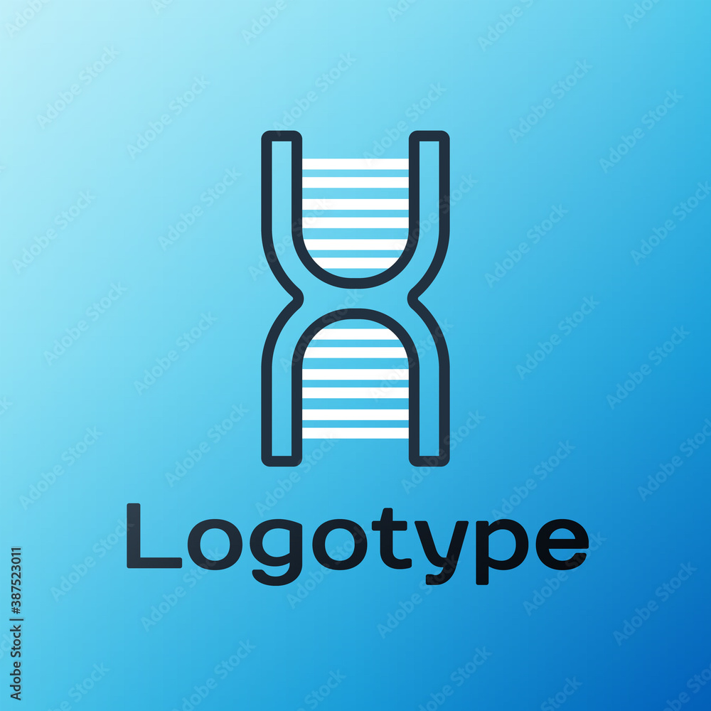 Line DNA symbol icon isolated on blue background. Colorful outline concept. Vector.