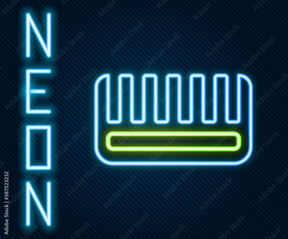 Glowing neon line Hairbrush icon isolated on black background. Comb hair sign. Barber symbol. Colorf