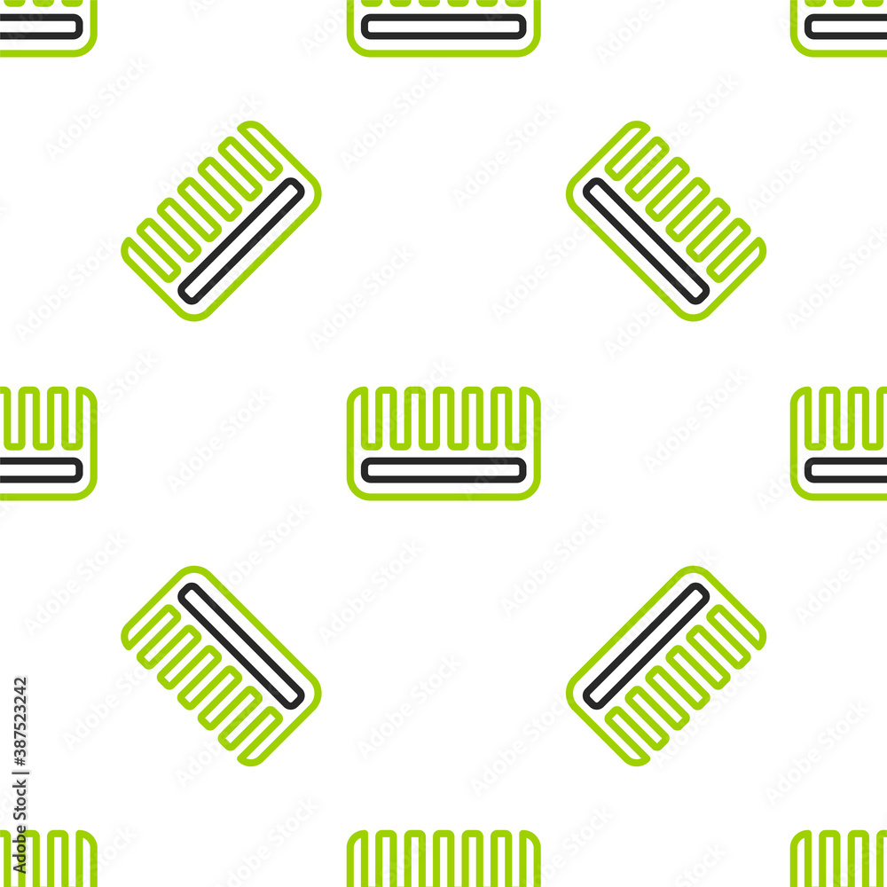 Line Hairbrush icon isolated seamless pattern on white background. Comb hair sign. Barber symbol. Ve