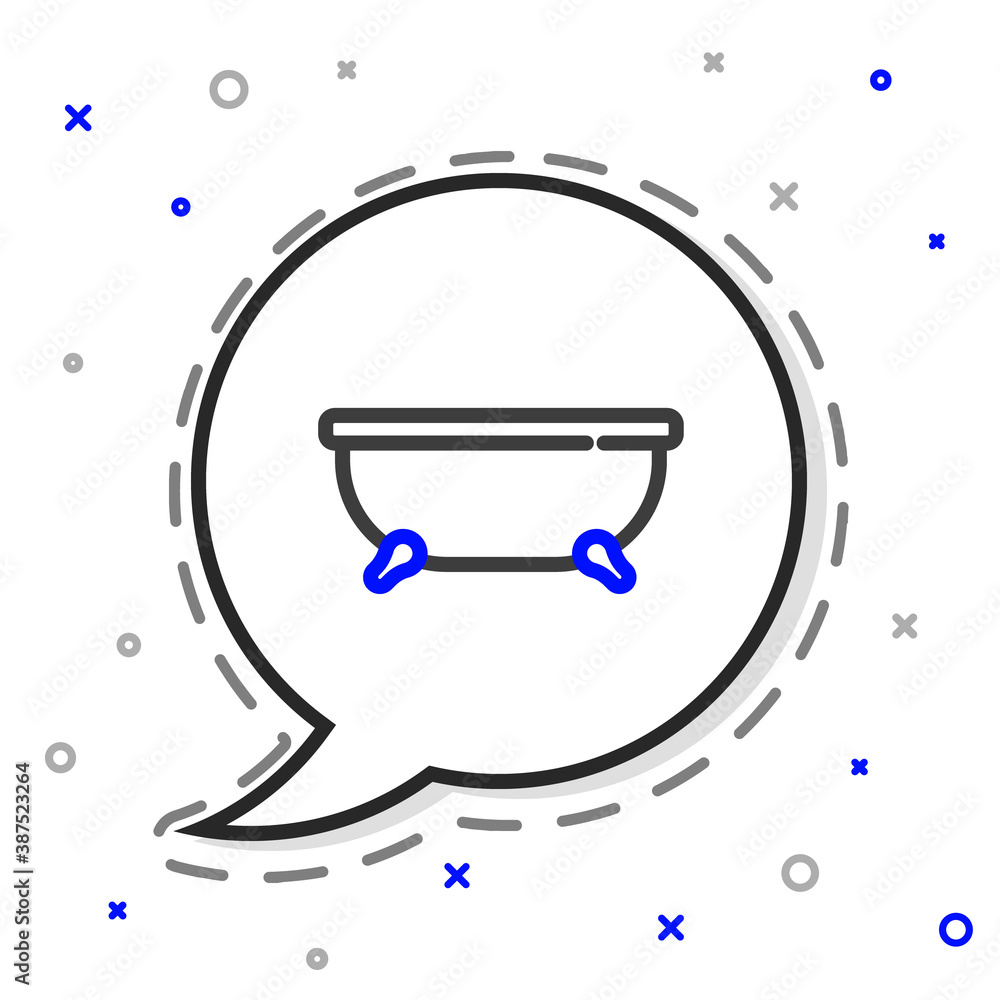 Line Bathtub icon isolated on white background. Colorful outline concept. Vector.