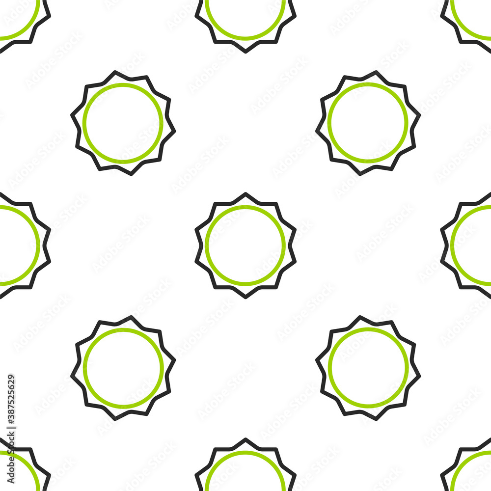 Line Sun icon isolated seamless pattern on white background. Vector.