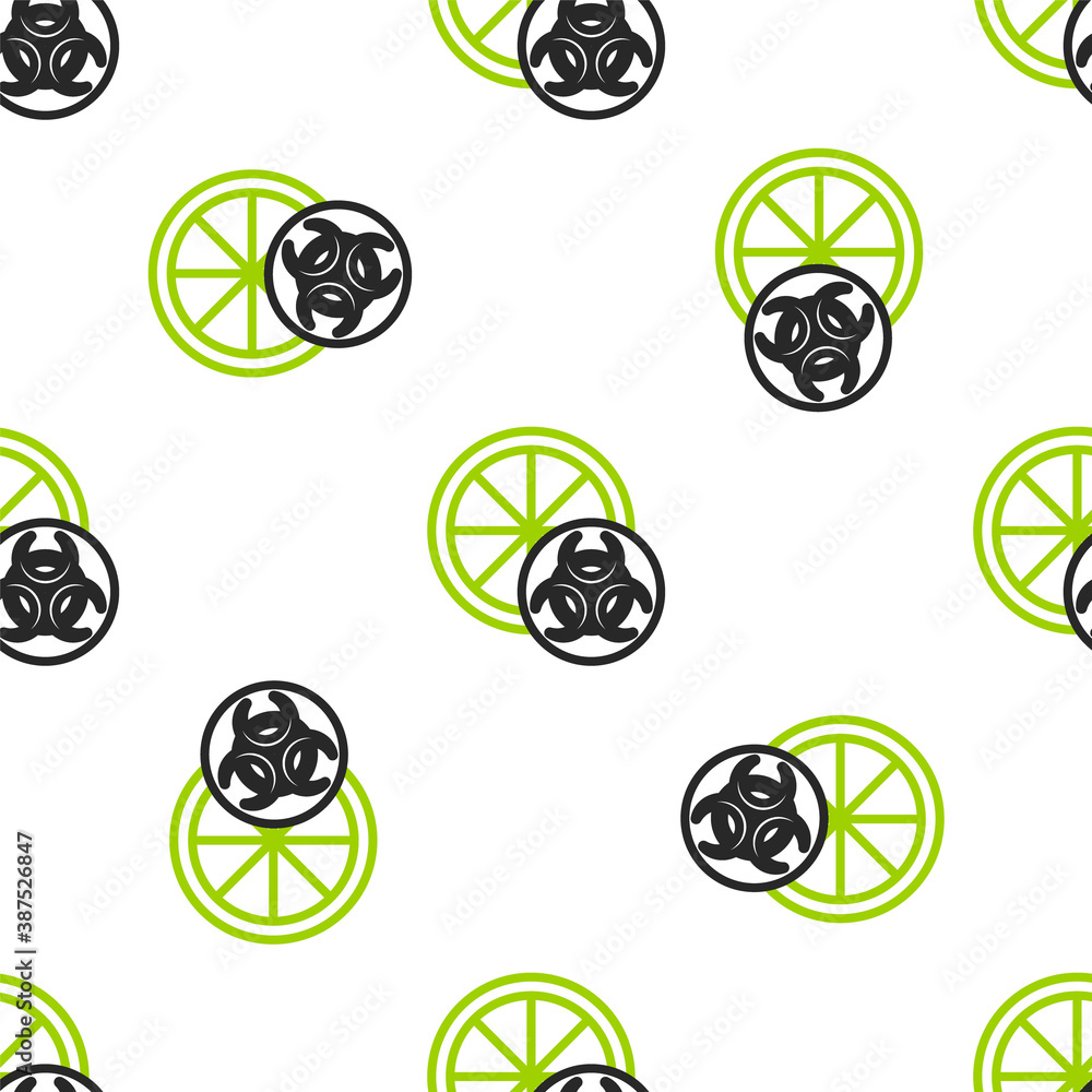 Line Genetically modified citrus fruit icon isolated seamless pattern on white background. Orange in