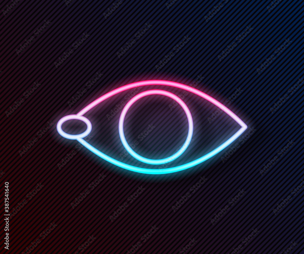 Glowing neon line Blindness icon isolated on black background. Blind sign. Vector.