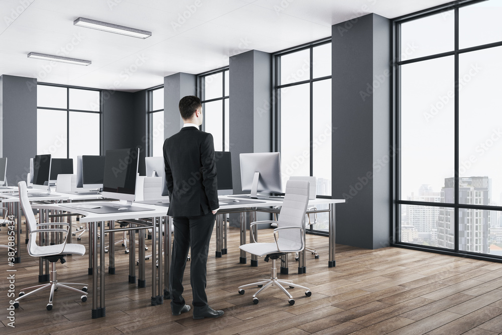 Businessman standing in luxury office