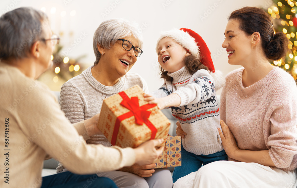 family celebrating Christmas