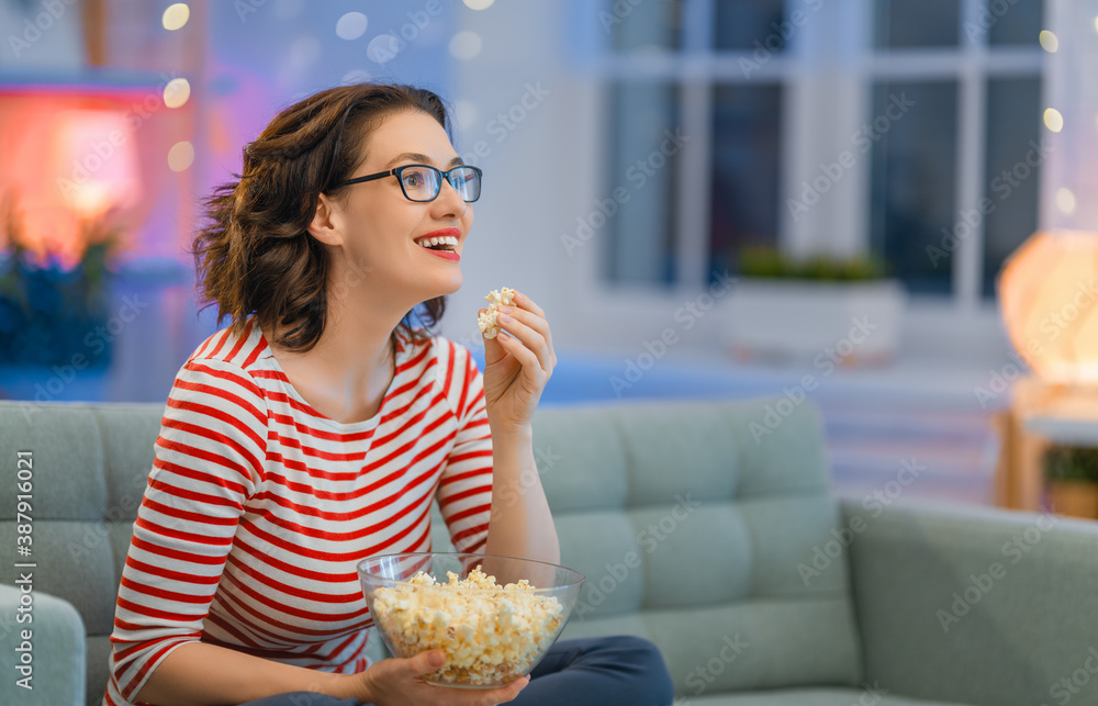 woman watching TV