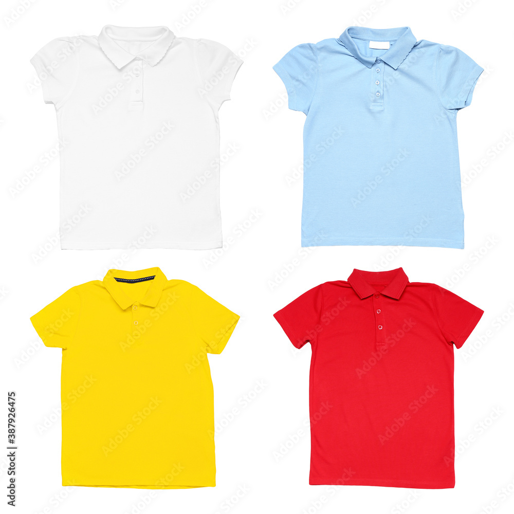 Different blank t-shirts on white background