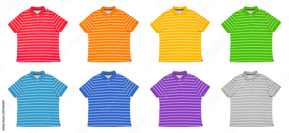 Different blank t-shirts on white background