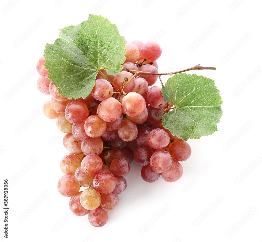 Sweet ripe grapes on white background