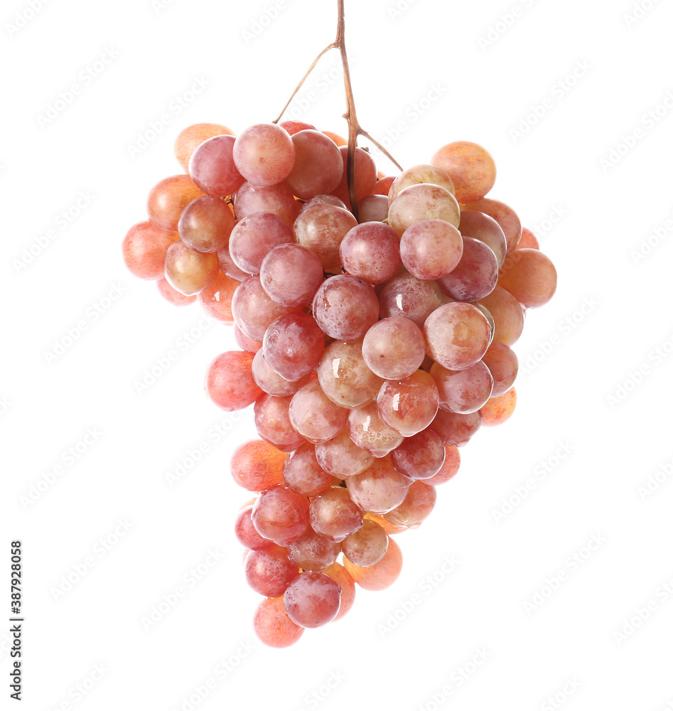 Sweet ripe grapes on white background