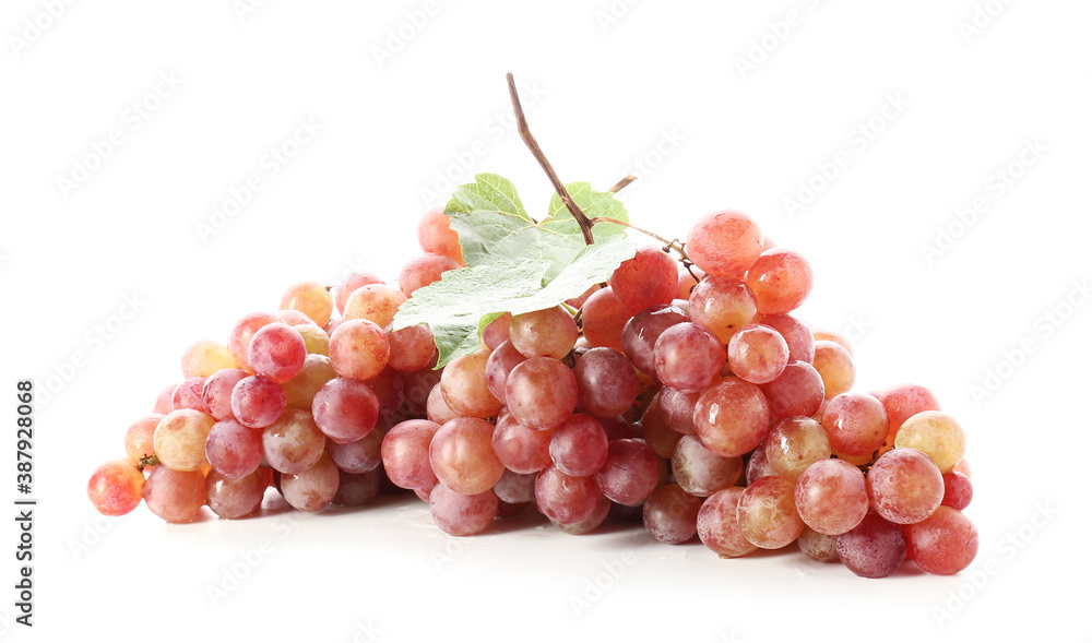 Sweet ripe grapes on white background