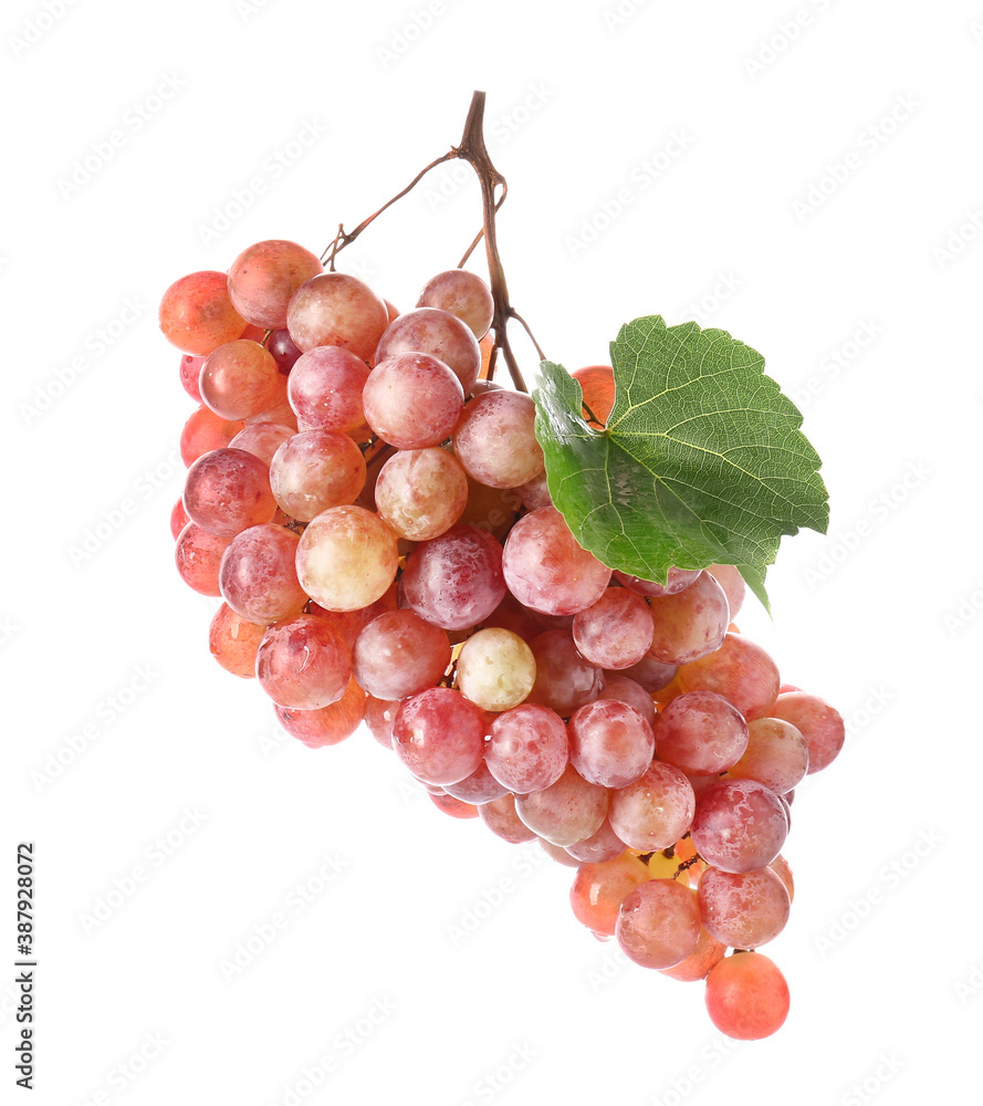 Sweet ripe grapes on white background