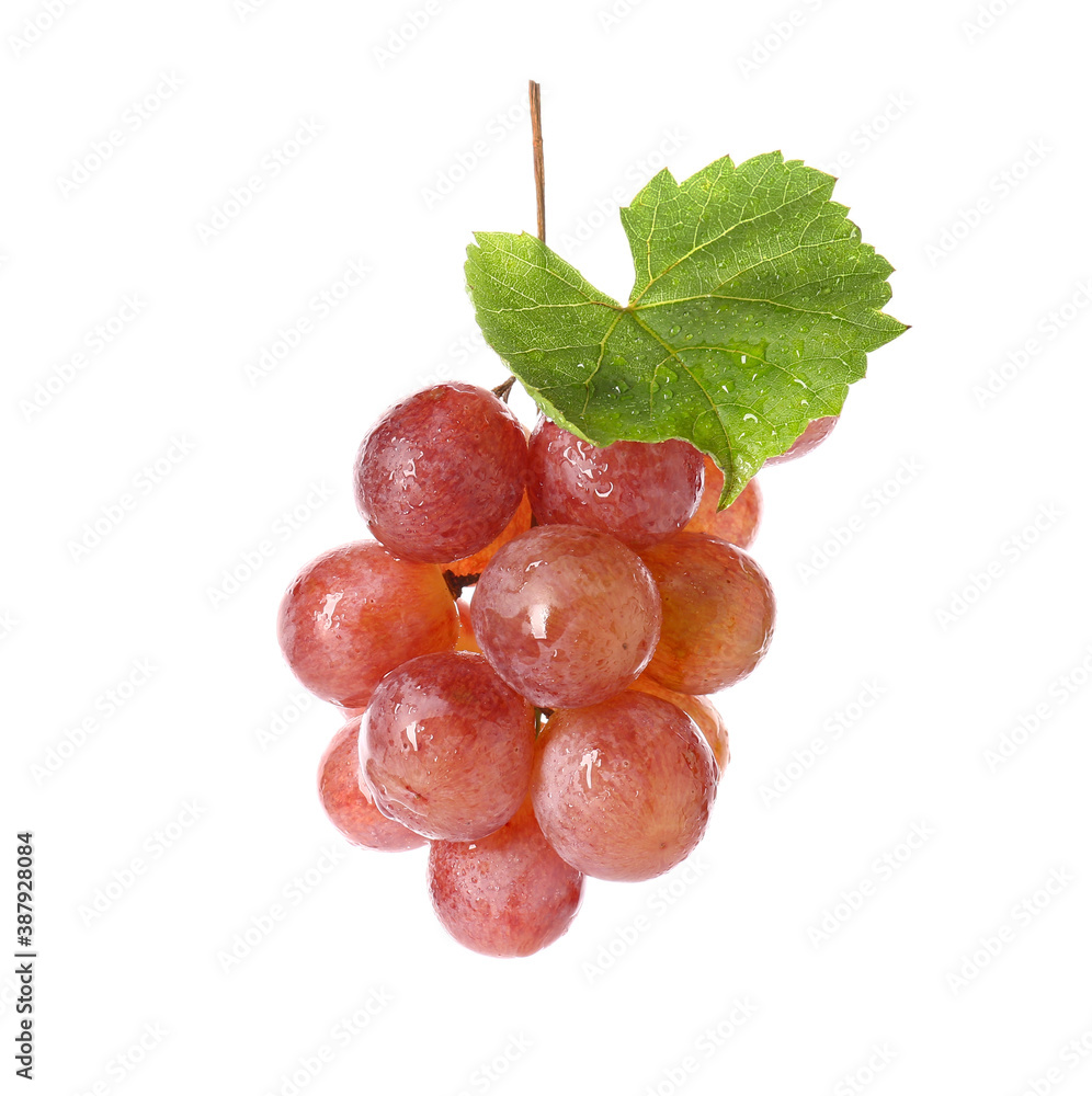 Sweet ripe grapes on white background