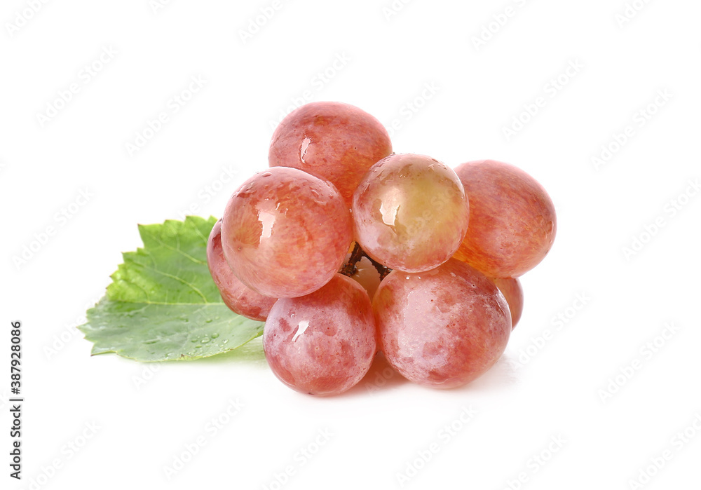 Sweet ripe grapes on white background