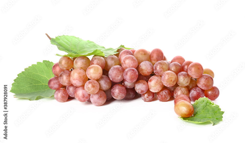 Sweet ripe grapes on white background