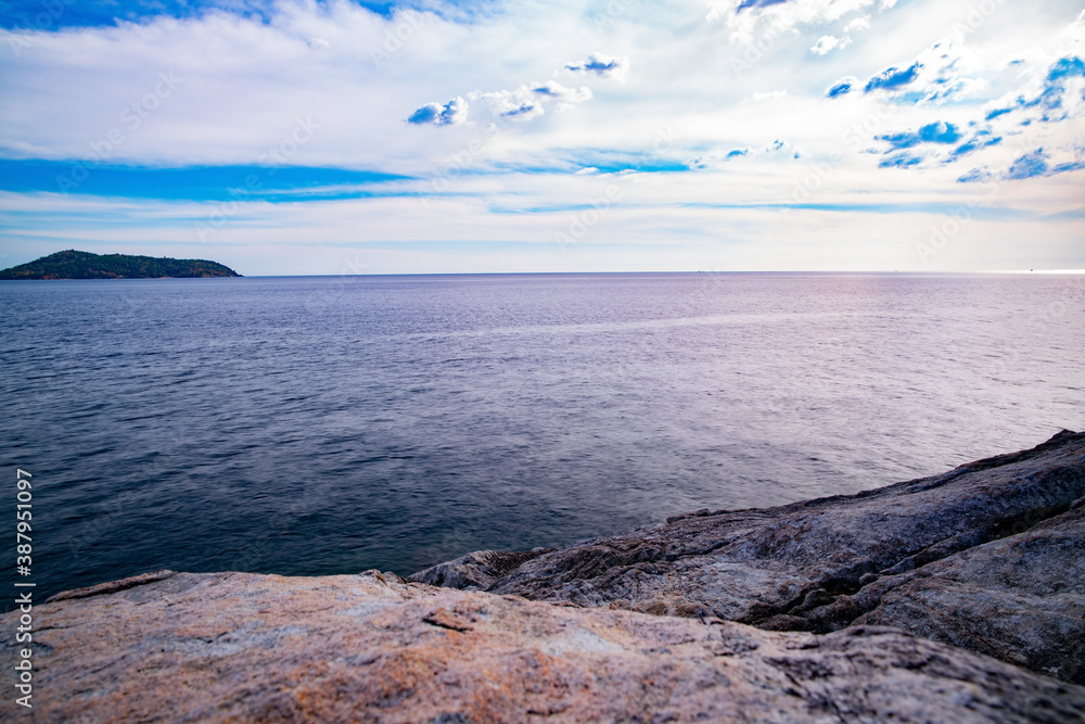 Beautiful seascape with rocks in the foreground Composition of nature.