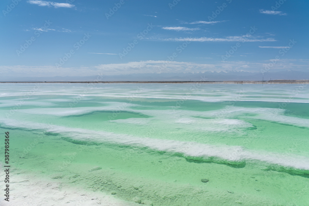 Aerial of salt lakes, natural landscape.