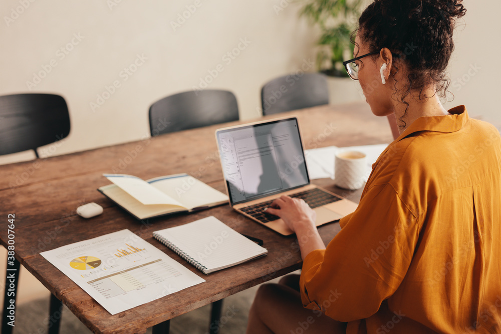 Business woman working remotely from home