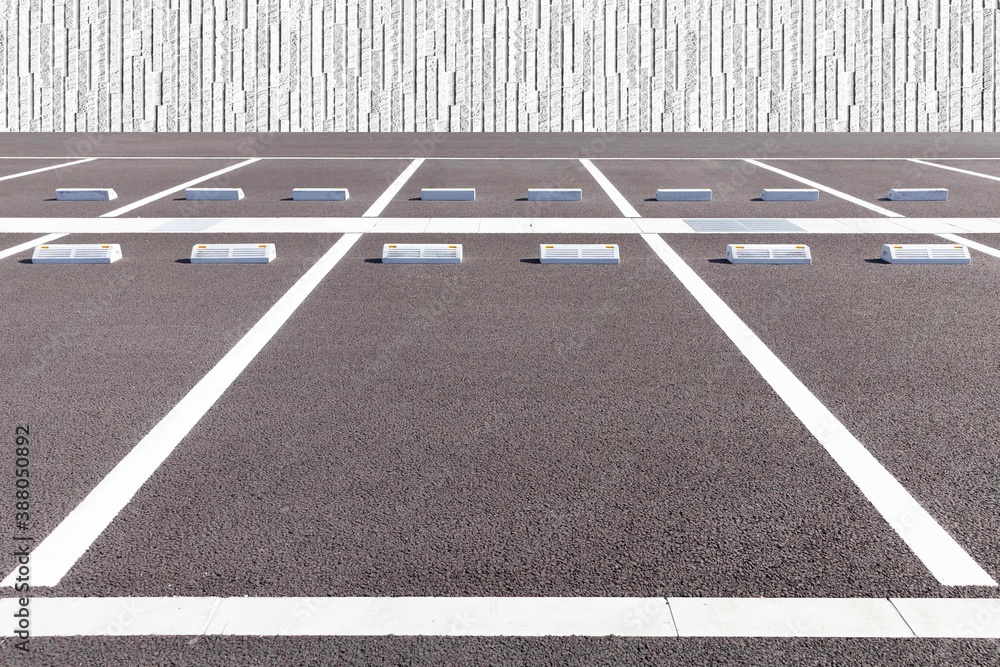 Empty car parking, Car parking lot with white mark, Parking lane outdoor in public park